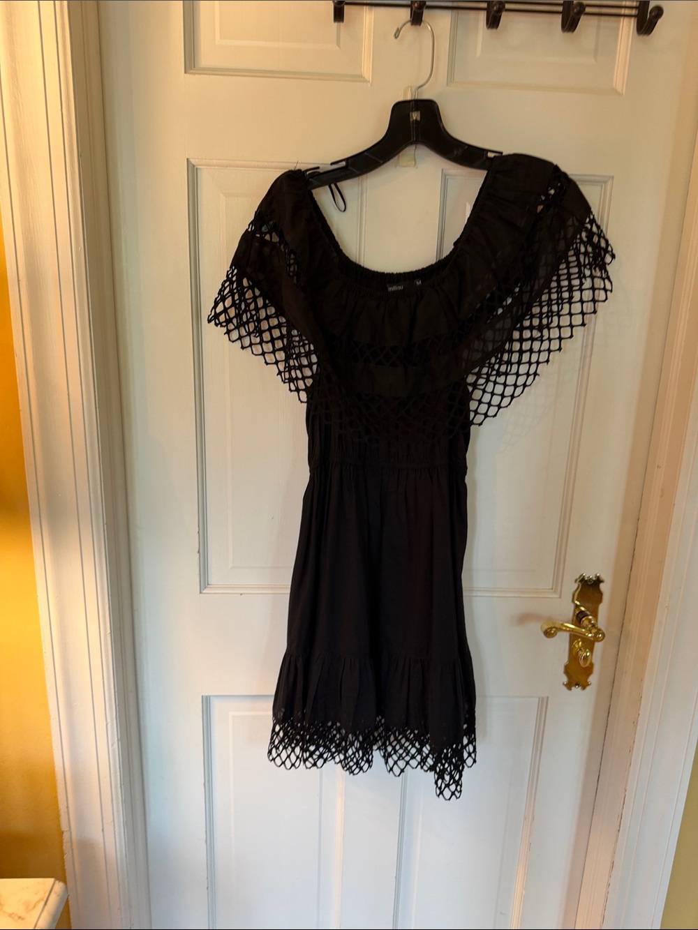 Millau Black Crochet Off-Shoulder bottom lined dress from LF store